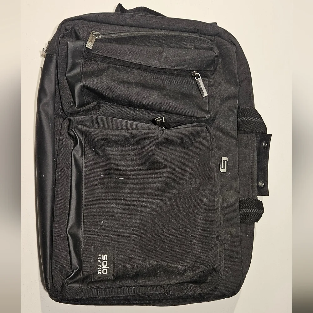 Solo New York Black Convertible Briefcase Backpack Multi-Functional